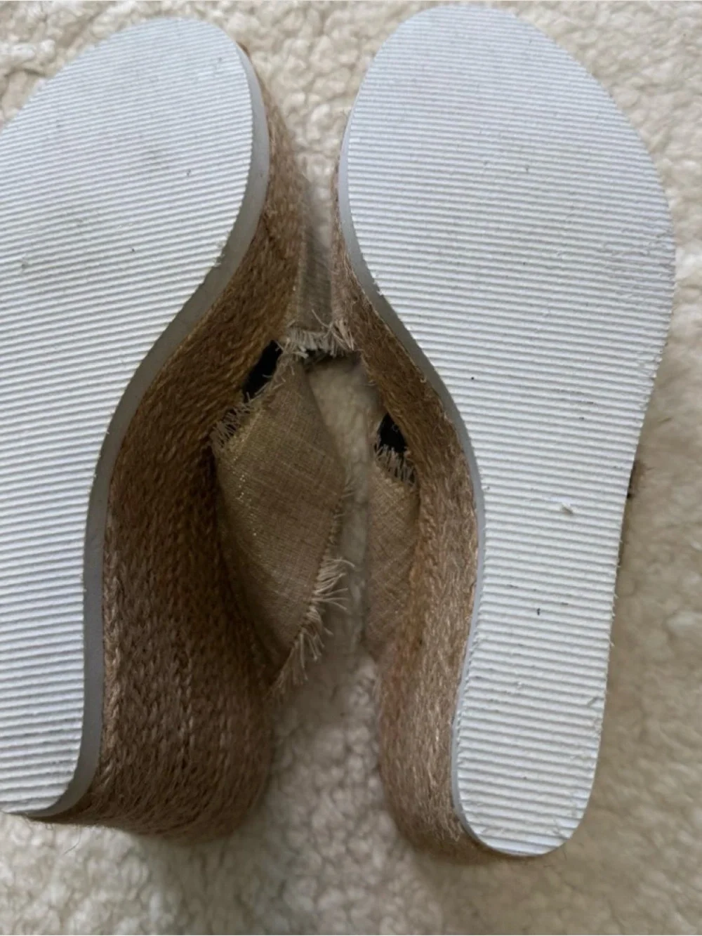 Rampage Natural Jute Espadrille Wedges with Tan & Brown White Soles
